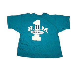 Vintage BUM Equipment 90s T Shirt Youth Teal Blue Short Sleeve Boys Size 7